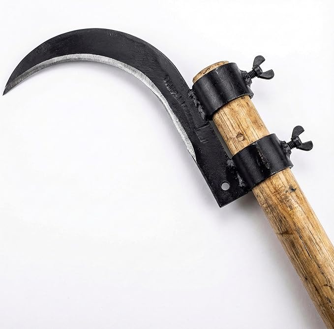 Hand Sickle Cutter - Sharp Curved Blade for Grass, Weeds, Harvesting, Gardening, and Farming | Durable Manual Garden Tool