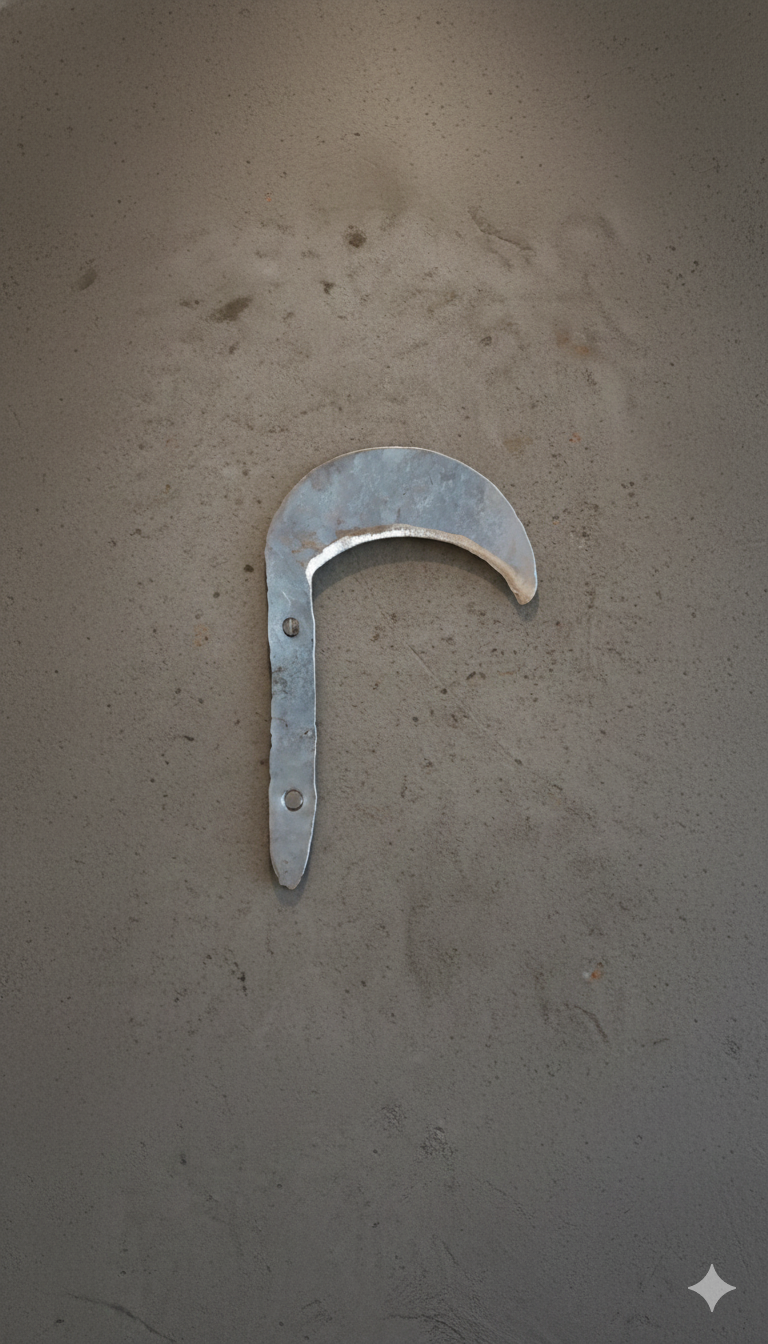 Heavy Duty Curved Blade Garden Sickle, Traditional Farming Tool, Metal Construction