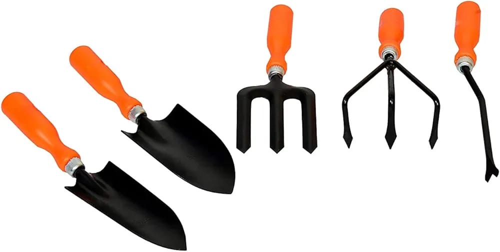 Go Hooked 5 Pcs Gardening Tools Kit for All Your Gardening Needs (Orange & Black) (5 Pcs Set).