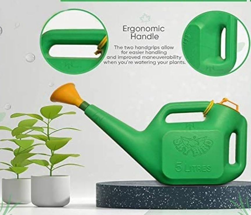 Kalfo 5 LTR Plastic Watering Can for Plants | Water Spray Can | Water Can for Garden and Balcony | Sprinkler for Plants | Garden Tool (5 Litre, Green)