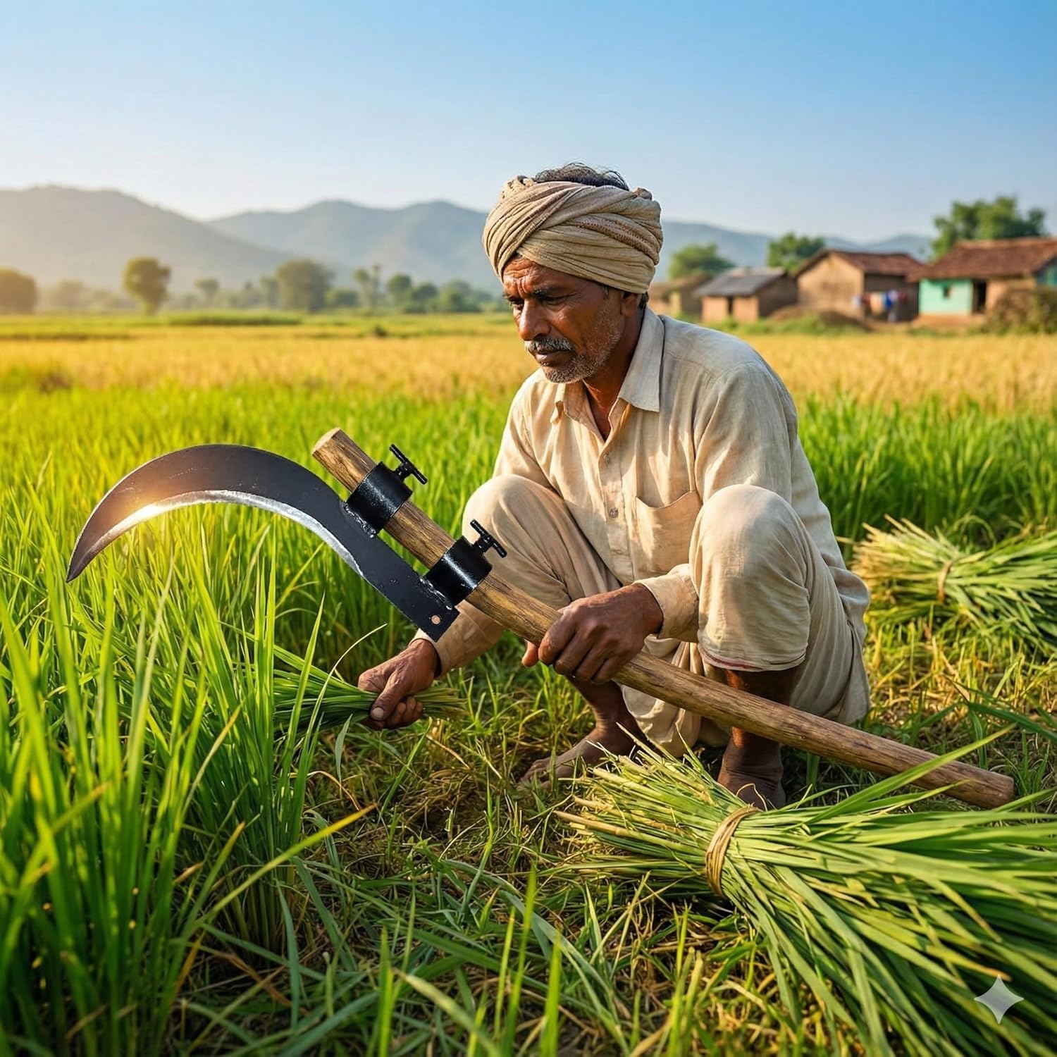 Hand Sickle Cutter - Sharp Curved Blade for Grass, Weeds, Harvesting, Gardening, and Farming | Durable Manual Garden Tool